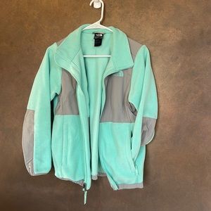 North face mint green light fleece jacket